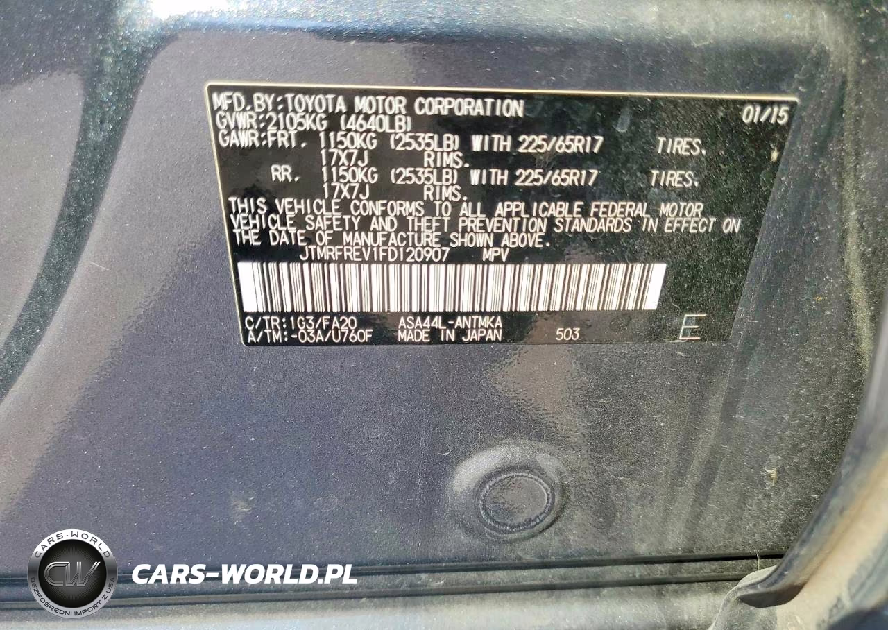 2015 Toyota Rav4 Xle VIN:JTMRFREV1FD120907 - 13