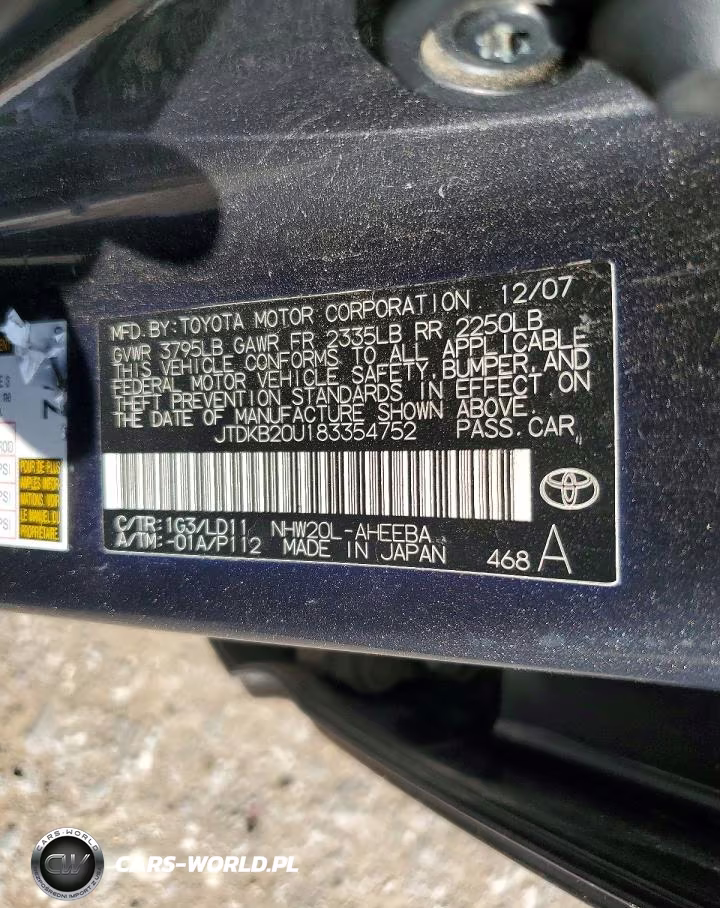 2008 Toyota Prius Base VIN:JTDKB20U183354752 - 12