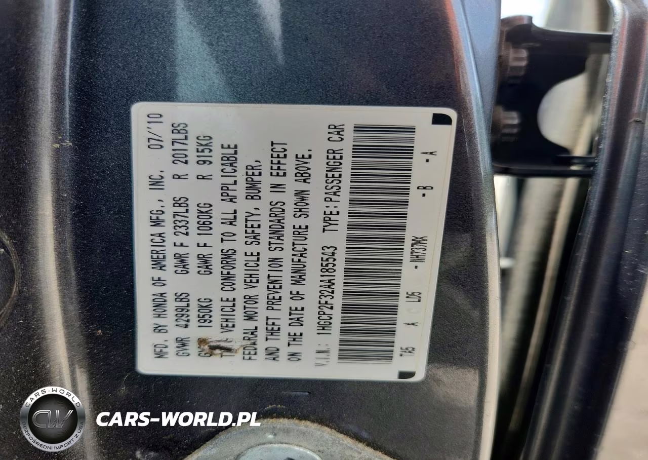 2010 Honda Accord Lx VIN:1HGCP2F32AA185543 - 12