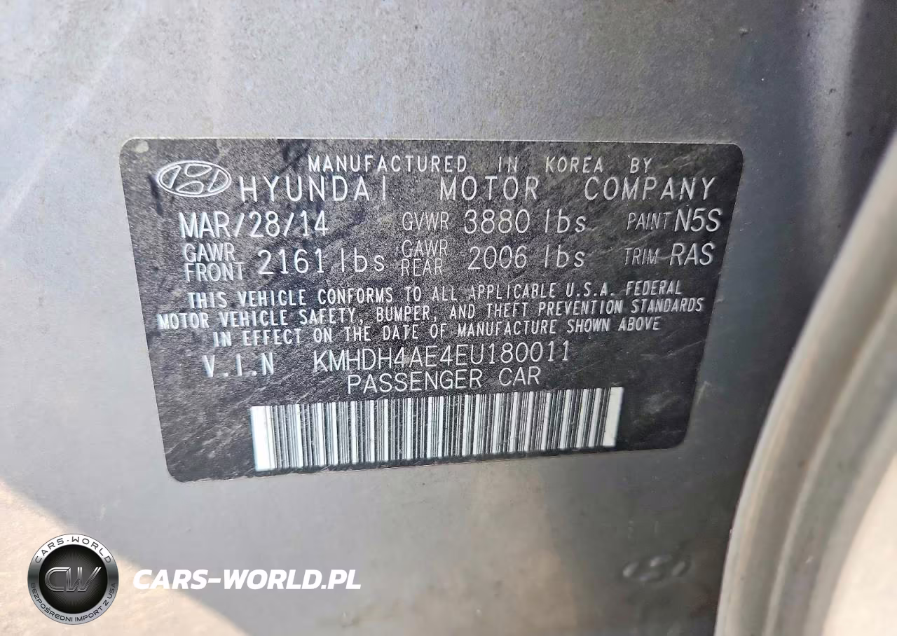 2014 Hyundai Elantra Se VIN:KMHDH4AE4EU180011 - 12