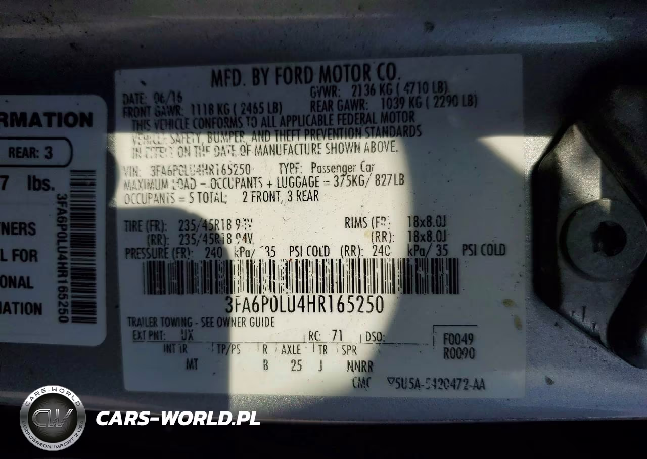 2017 Ford Fusion Se Hybrid VIN:3FA6P0LU4HR165250 - 12