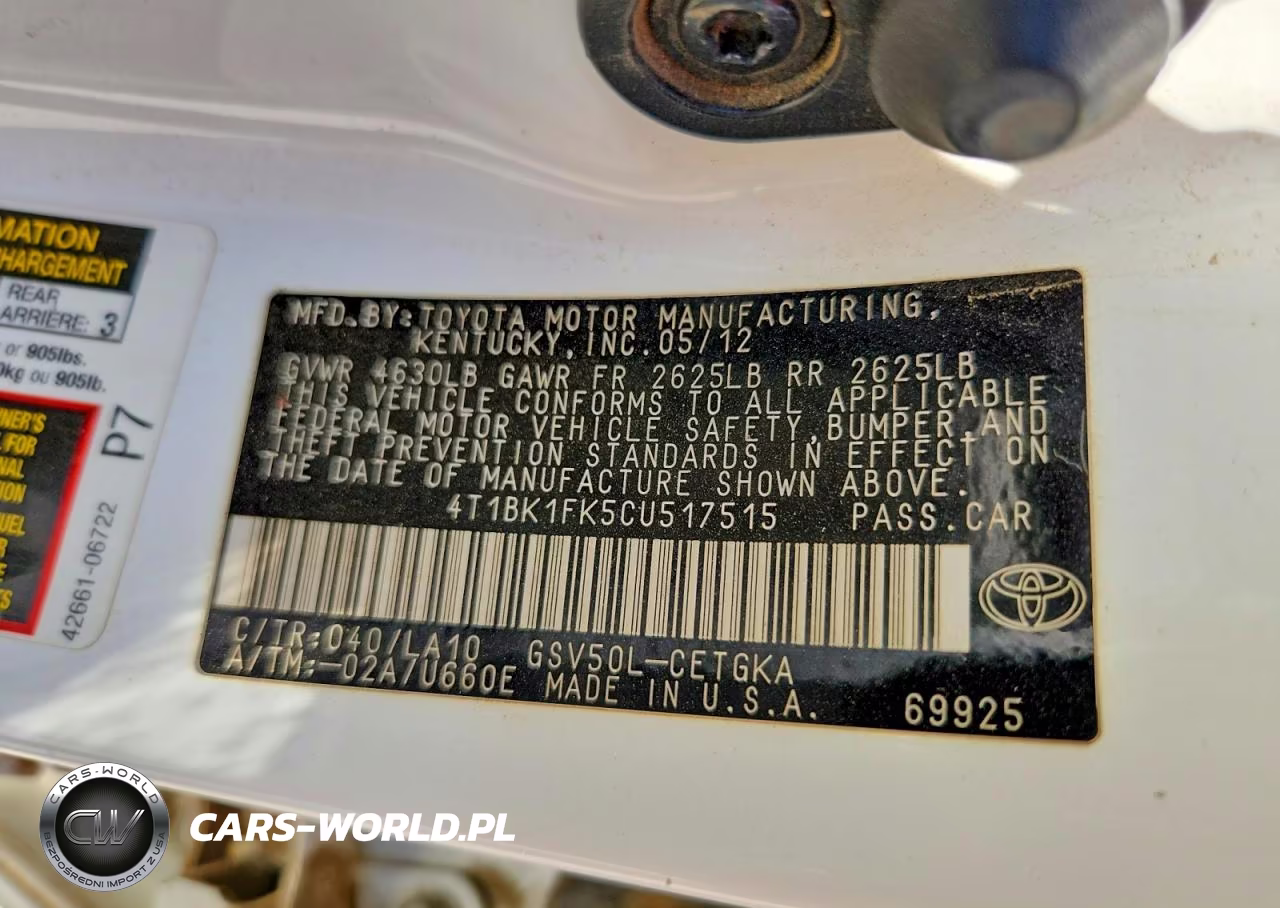 2012 Toyota Camry Xle V6 VIN:4T1BK1FK5CU517515 - 13