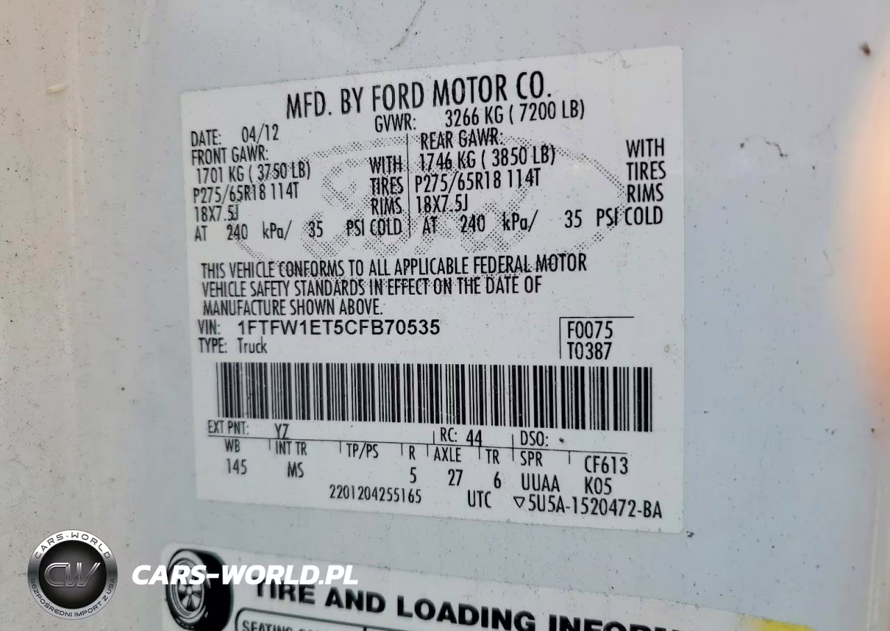 2012 Ford F150 Supercrew VIN:1FTFW1ET5CFB70535 - 12