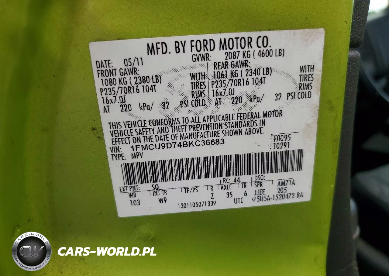 2011 Ford Escape Xlt VIN:1FMCU9D74BKC36683 - 14