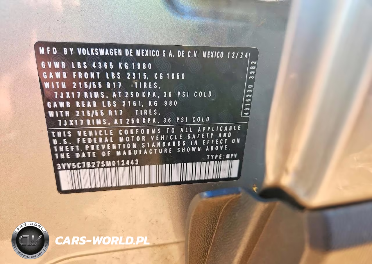2025 Volkswagen Taos VIN:3VV5C7B27SM012443 - 14