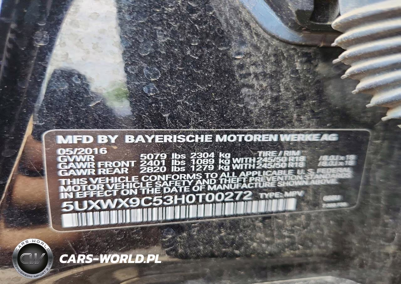 2017 BMW X3 xDrive28I VIN:5UXWX9C53H0T00272 - 13