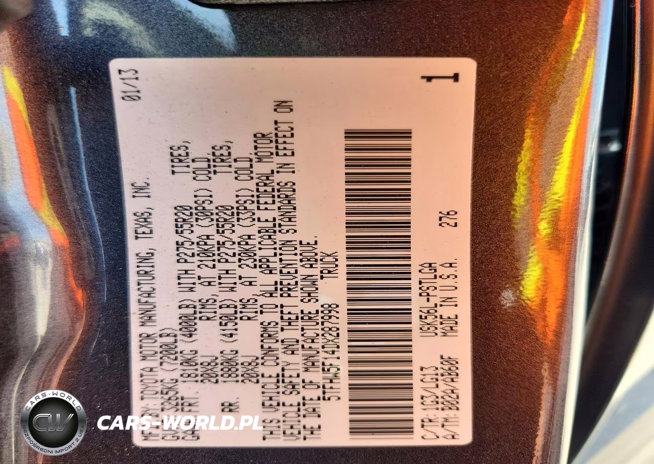 2013 Toyota Tundra Platinum VIN:5TFHW5F14DX287998 - 12