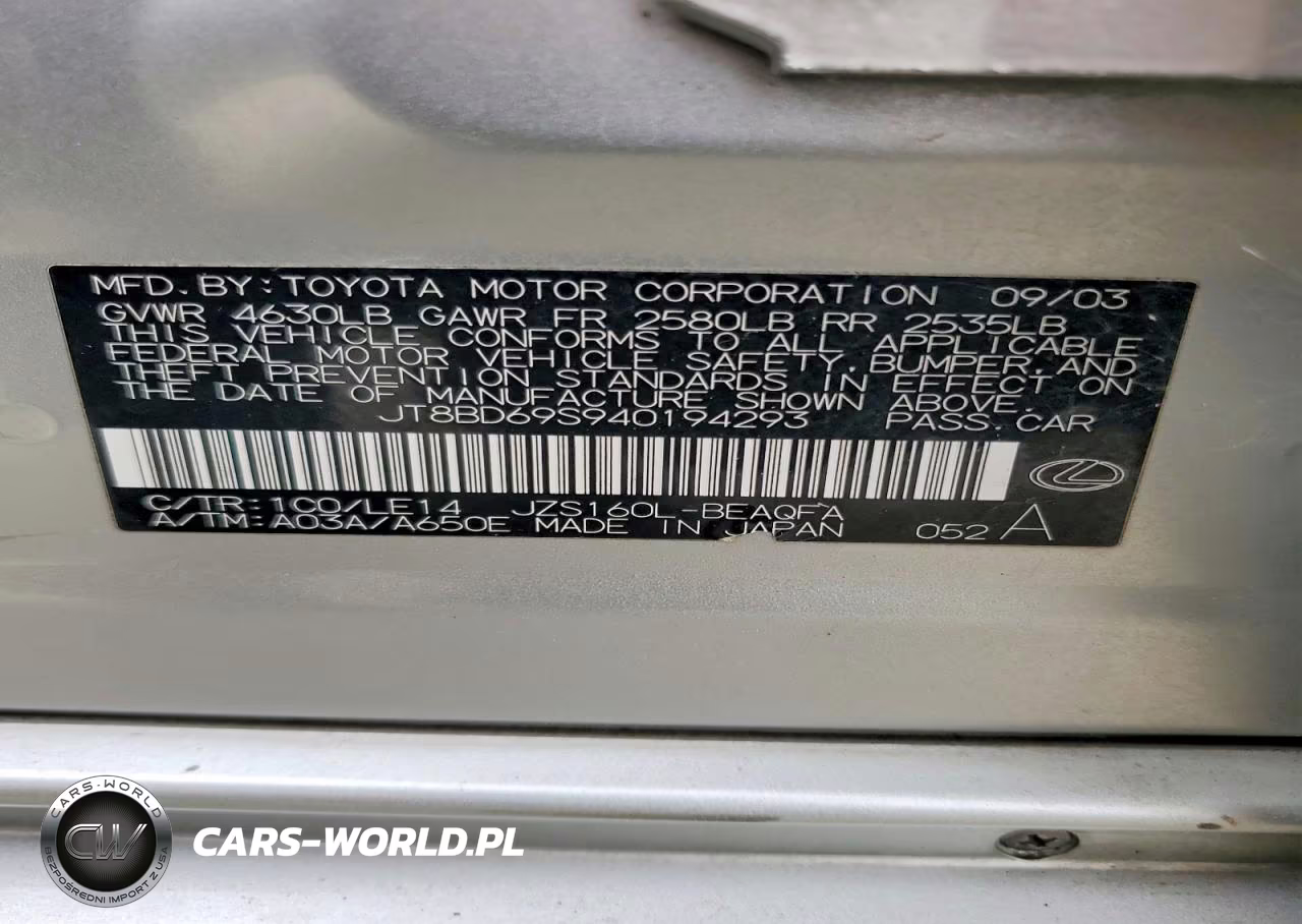 2004 Lexus Gs 300 VIN:JT8BD69S940194293 - 12