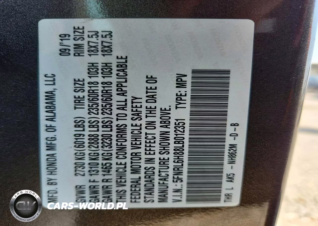 2020 Honda Odyssey Touring VIN:5FNRL6H88LB012351 - 13