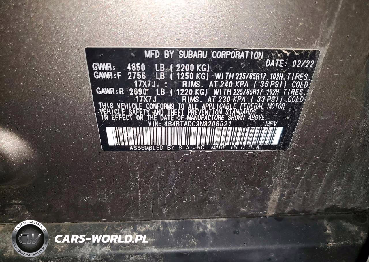 2022 Subaru Outback Premium VIN:4S4BTADC9N3208521 - 13
