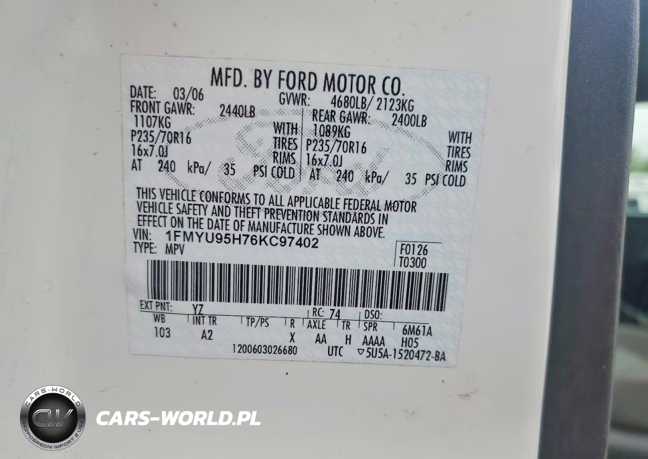 2006 Ford Escape Hev VIN:1FMYU95H76KC97402 - 12