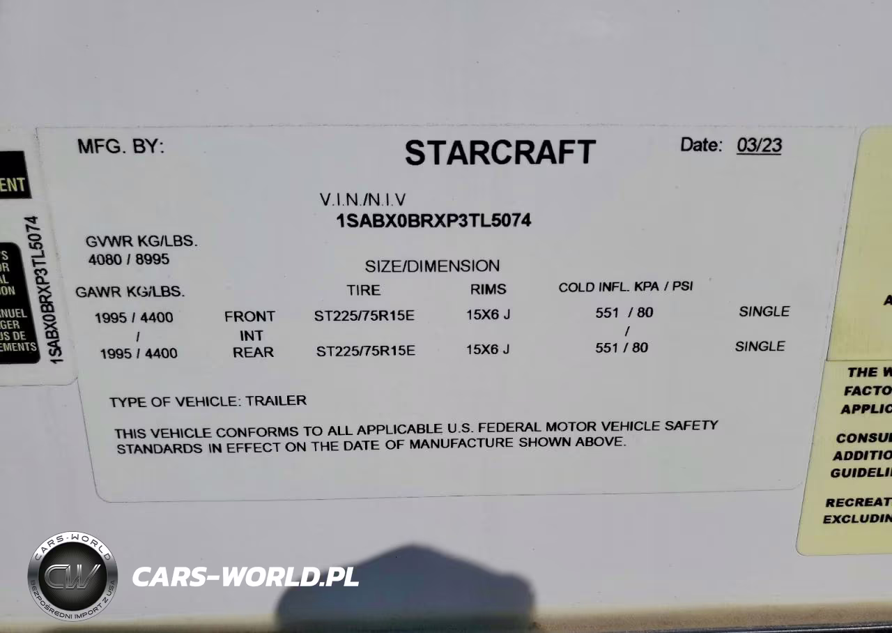 2023 Starcraft Gsl Camper VIN:1SABX0BRXP3TL5074 - 10