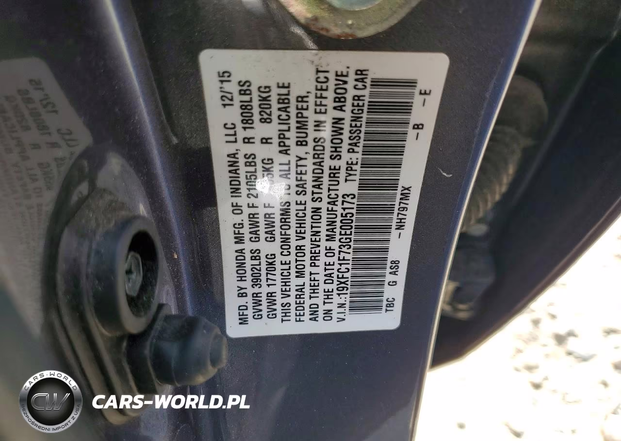 2016 Honda Civic Exl VIN:19XFC1F73GE005173 - 12