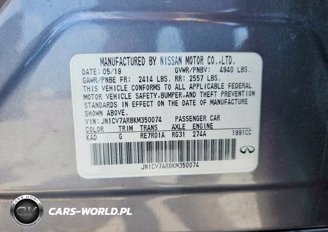 2019 Infiniti Q50 Pure VIN:JN1CV7AR8KM350074 - 12