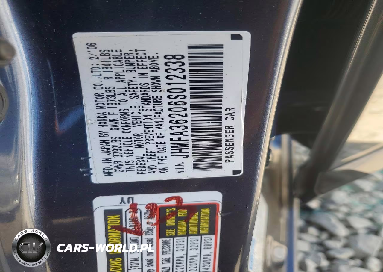 2006 Honda Civic Hybrid VIN:JHMFA36206S012338 - 12