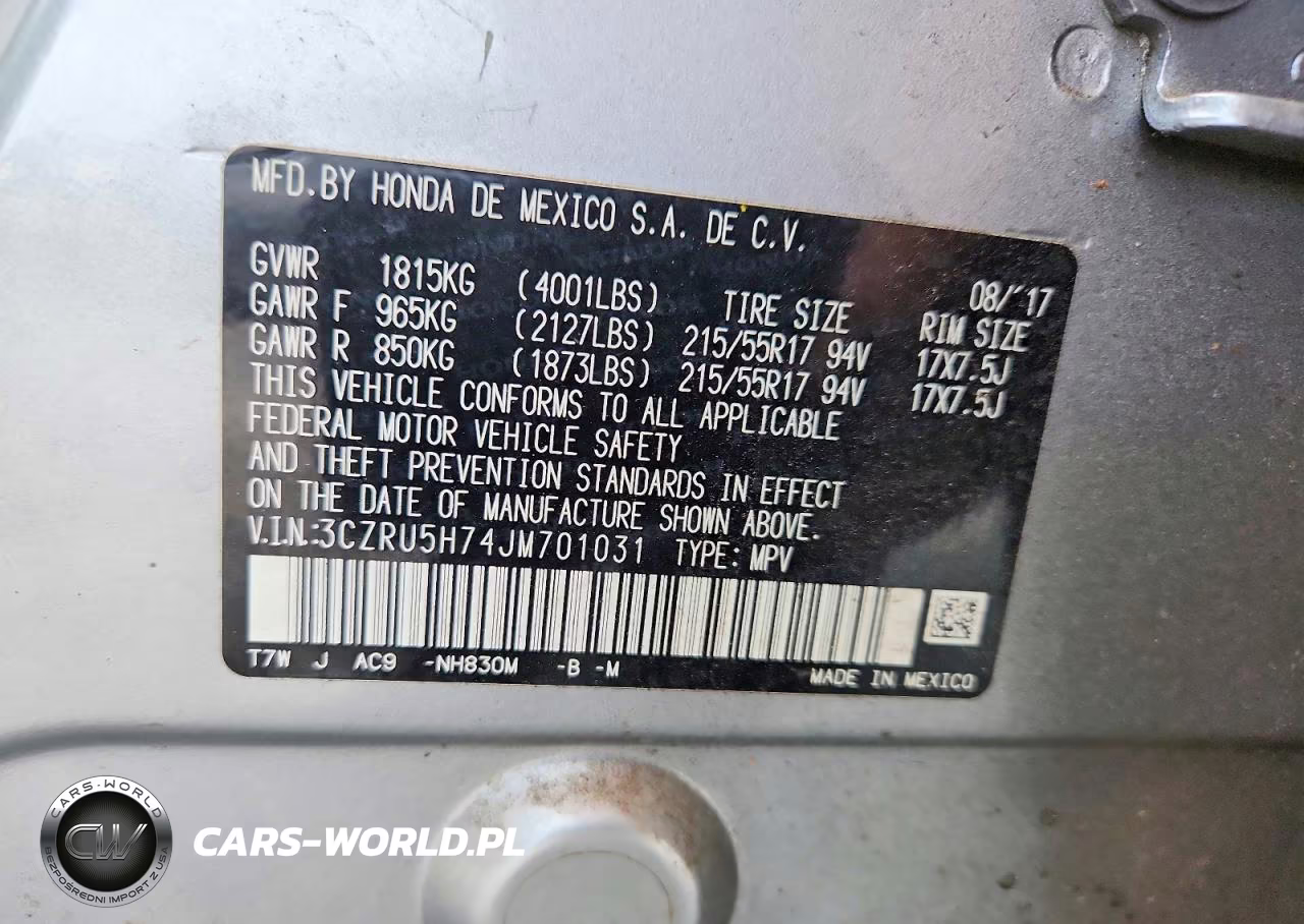 2018 Honda Hr-V Exl VIN:3CZRU5H74JM701031 - 13