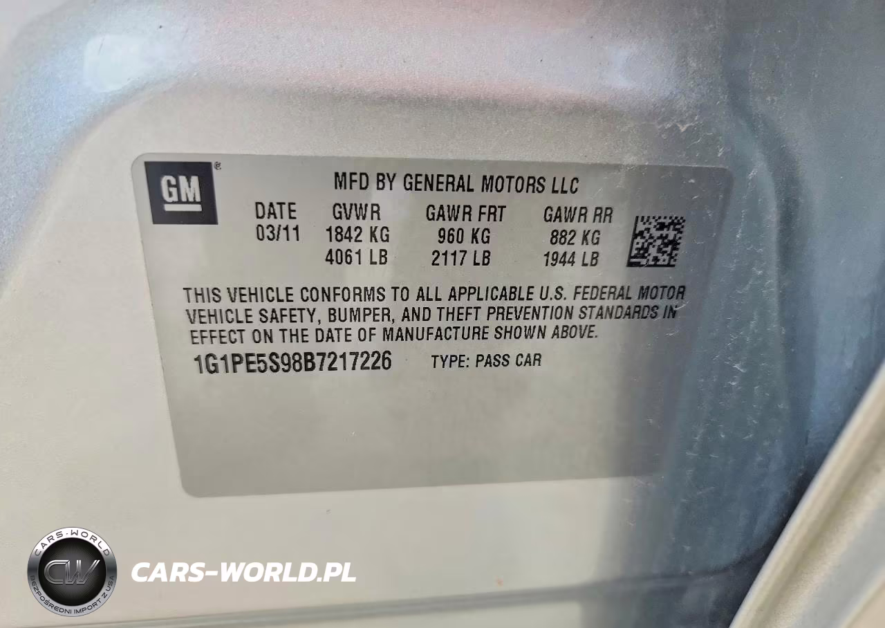 2011 Chevrolet Cruze Lt VIN:1G1PE5S98B7217226 - 12