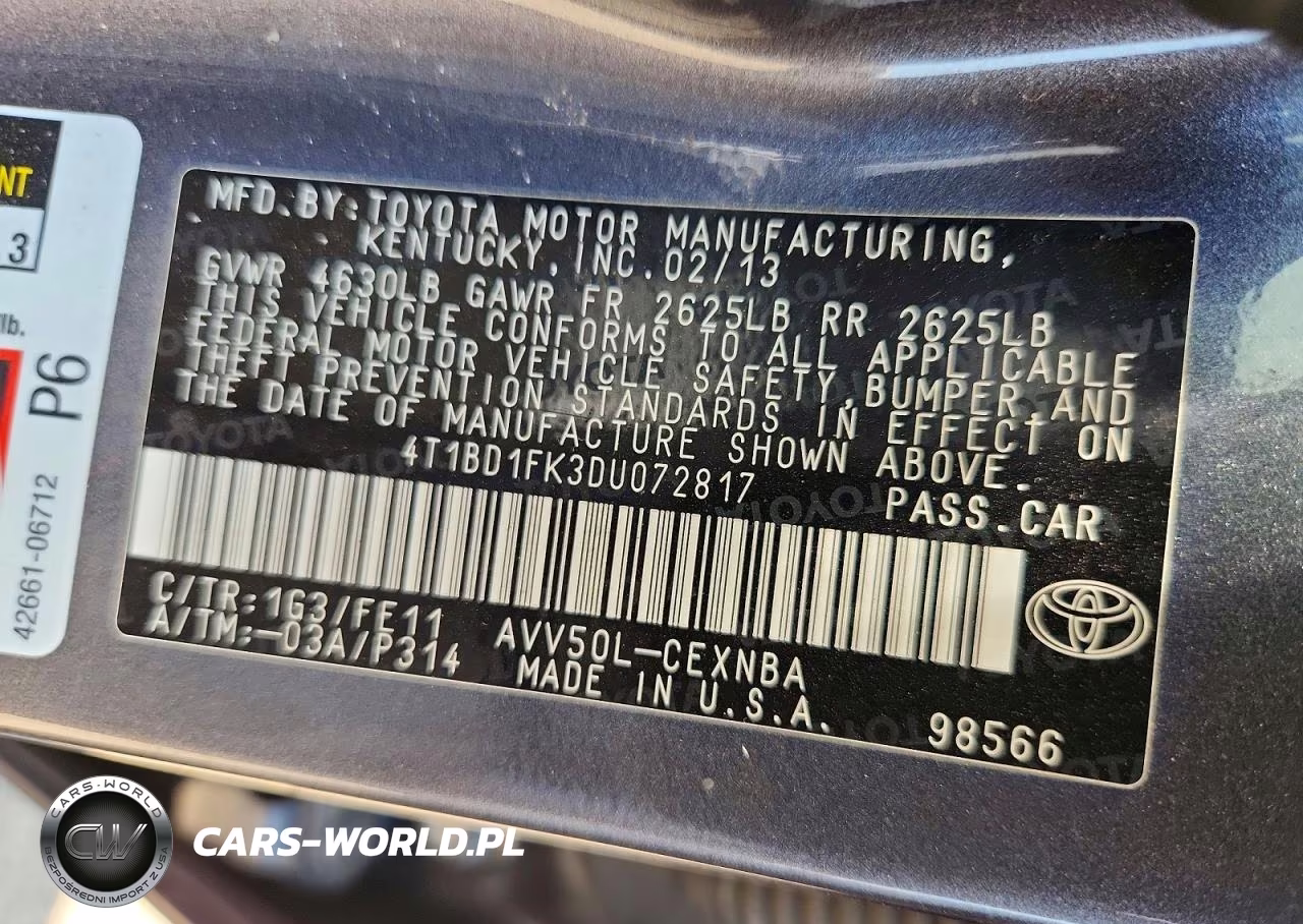 2013 Toyota Camry Hybrid VIN:4T1BD1FK3DU072817 - 12