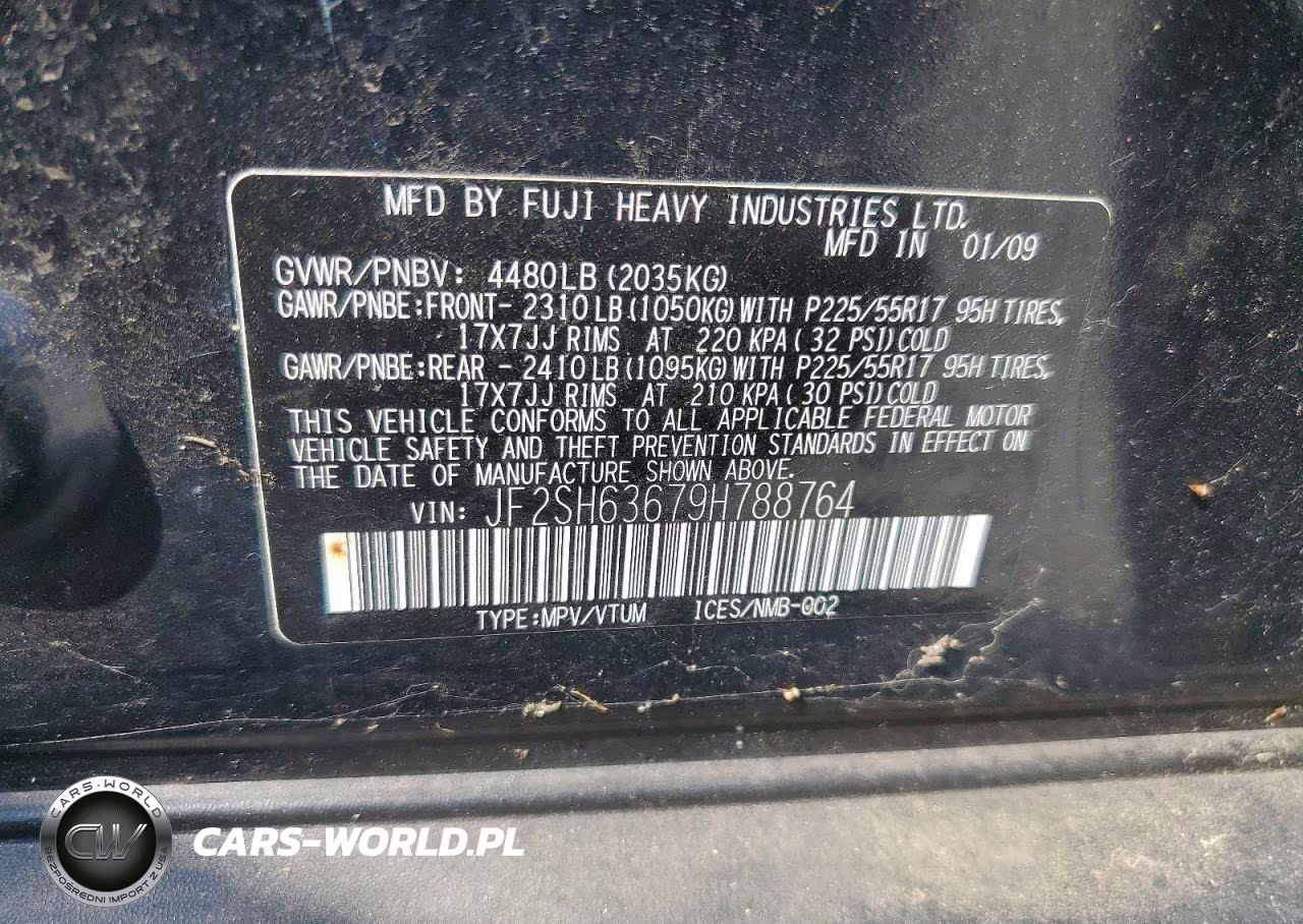2009 Subaru Forester 2.5X Premium VIN:JF2SH63679H788764 - 12