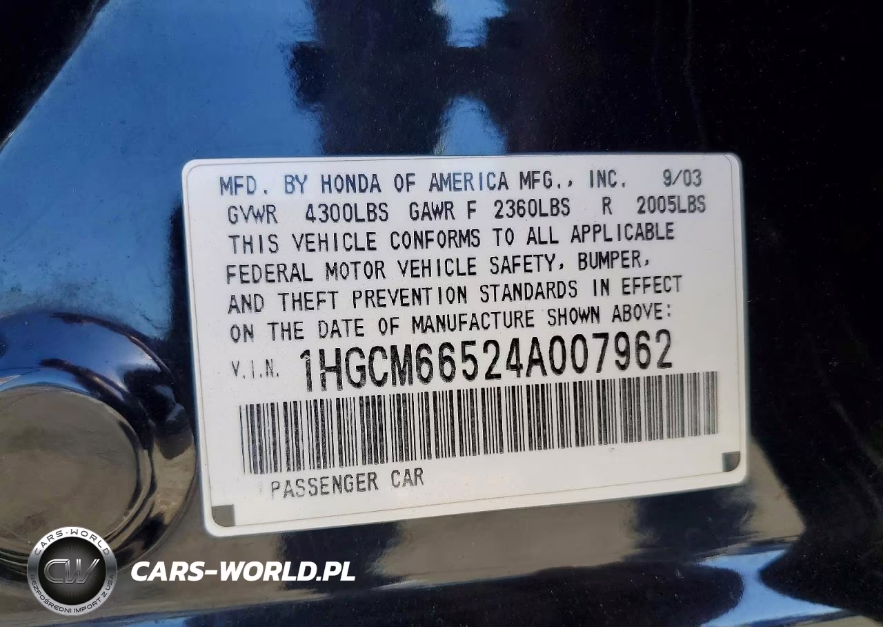 2004 Honda Accord Ex VIN:1HGCM66524A007962 - 12