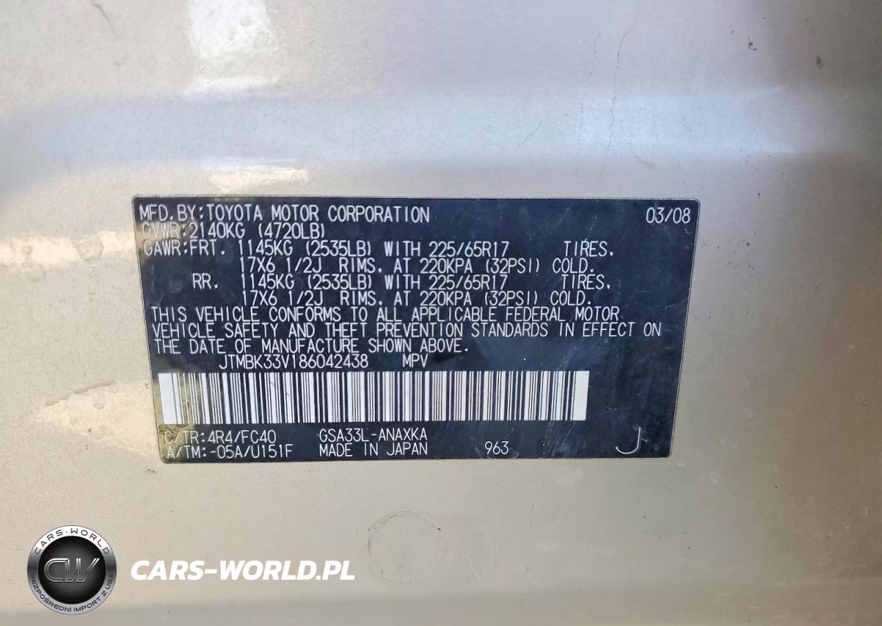 2008 Toyota Rav4 Base VIN:JTMBK33V186042438 - 12