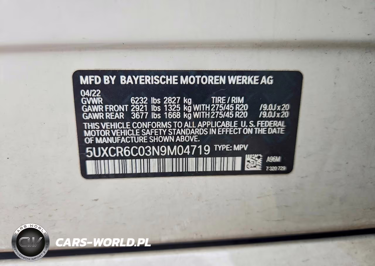 2022 BMW X5 xDrive40I VIN:5UXCR6C03N9M04719 - 12
