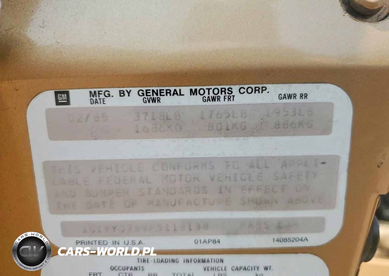 1985 Chevrolet Corvette VIN:1G1YY0789F5118138 - 13