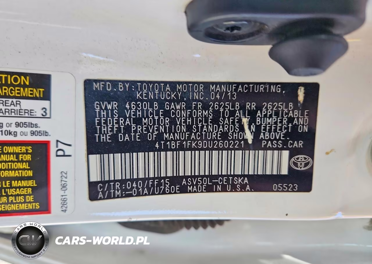 2013 Toyota Camry Se VIN:4T1BF1FK9DU260221 - 12