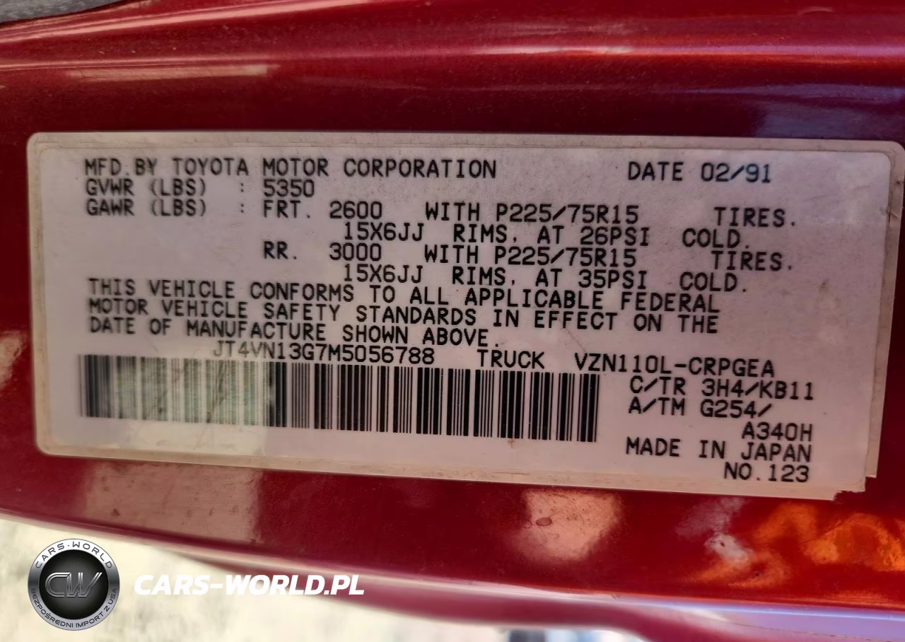 1991 Toyota Pickup Sr5 VIN:JT4VN13G7M5056788 - 12