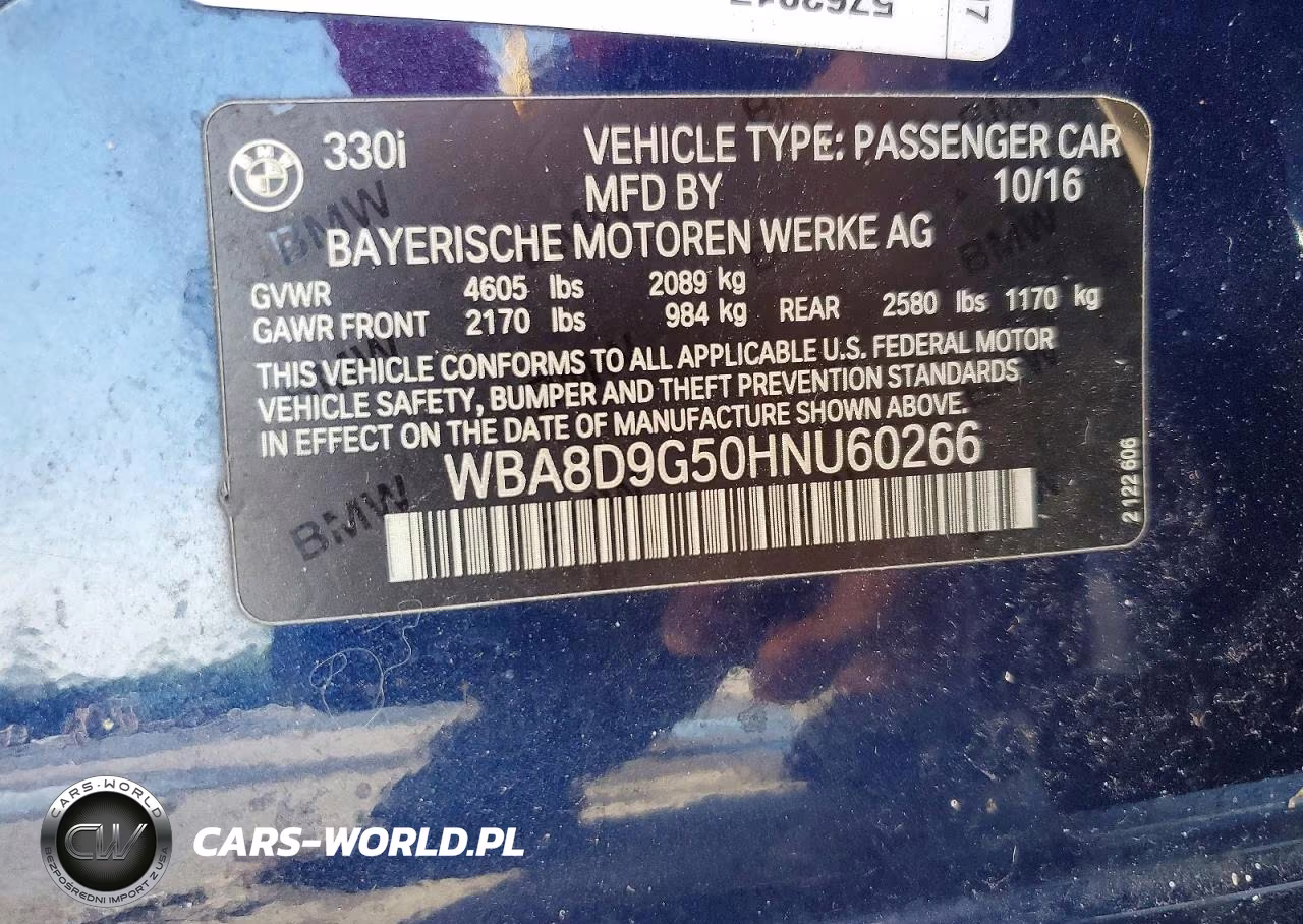 2017 BMW 330 Xi VIN:WBA8D9G50HNU60266 - 13
