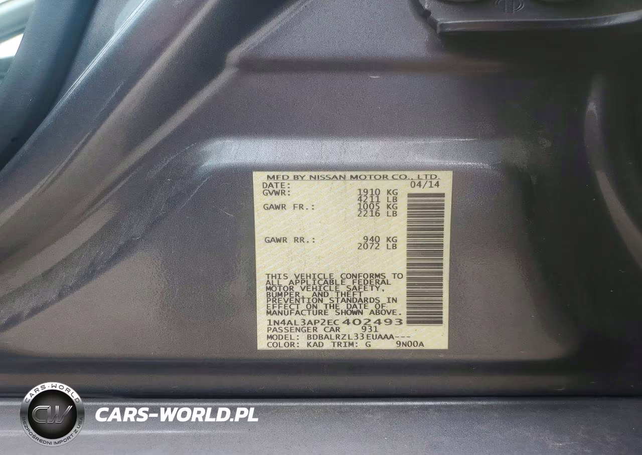 2014 Nissan Altima 2.5 VIN:1N4AL3AP2EC402493 - 12