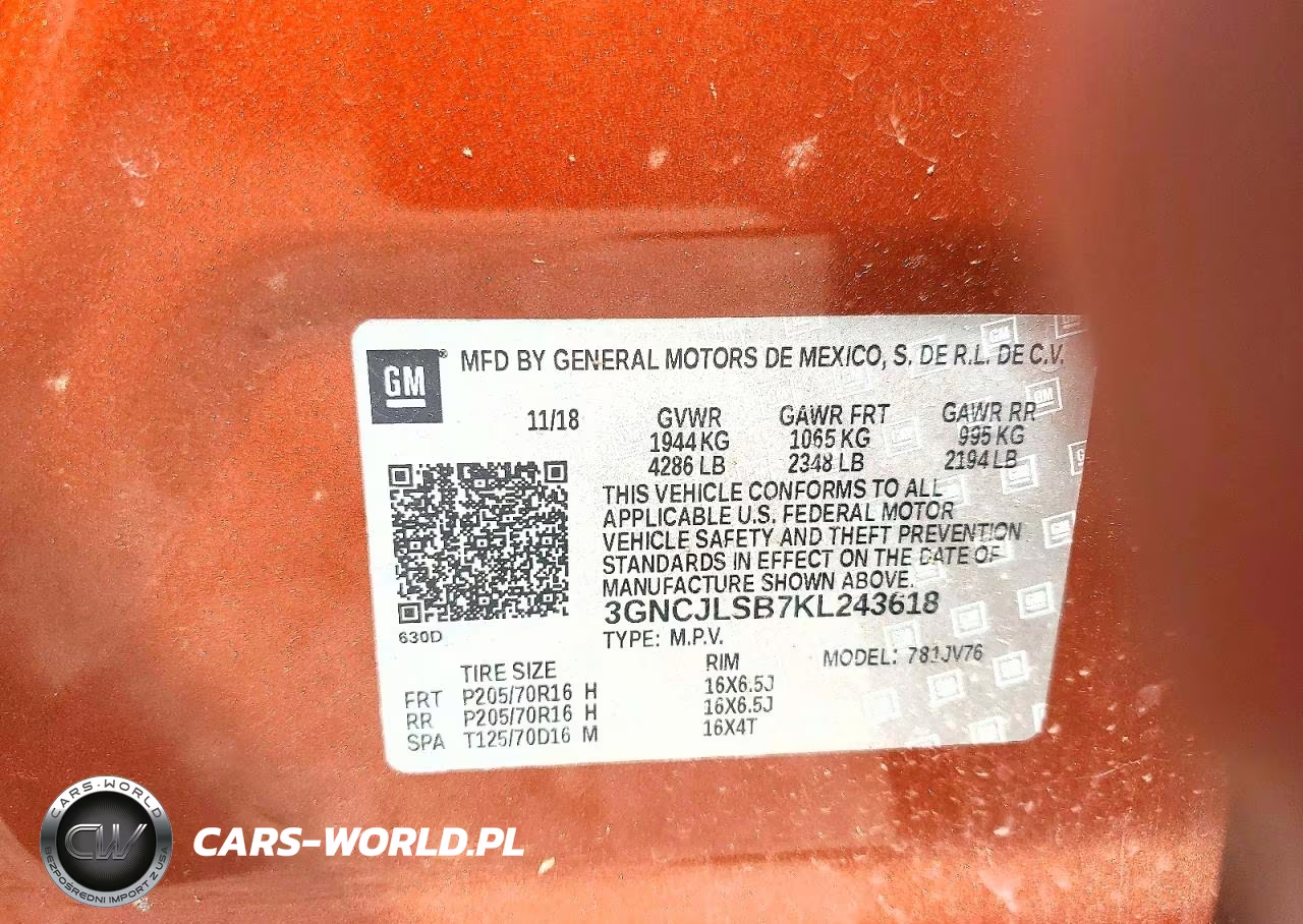 2019 Chevrolet Trax 1Lt VIN:3GNCJLSB7KL243618 - 13