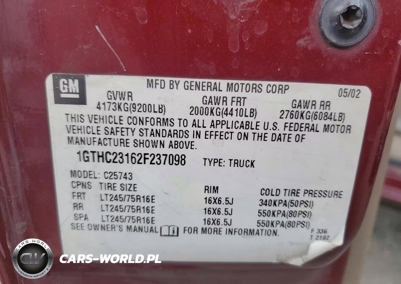 2002 GMC Sierra C2500 VIN:1GTHC23162F237098 - 10