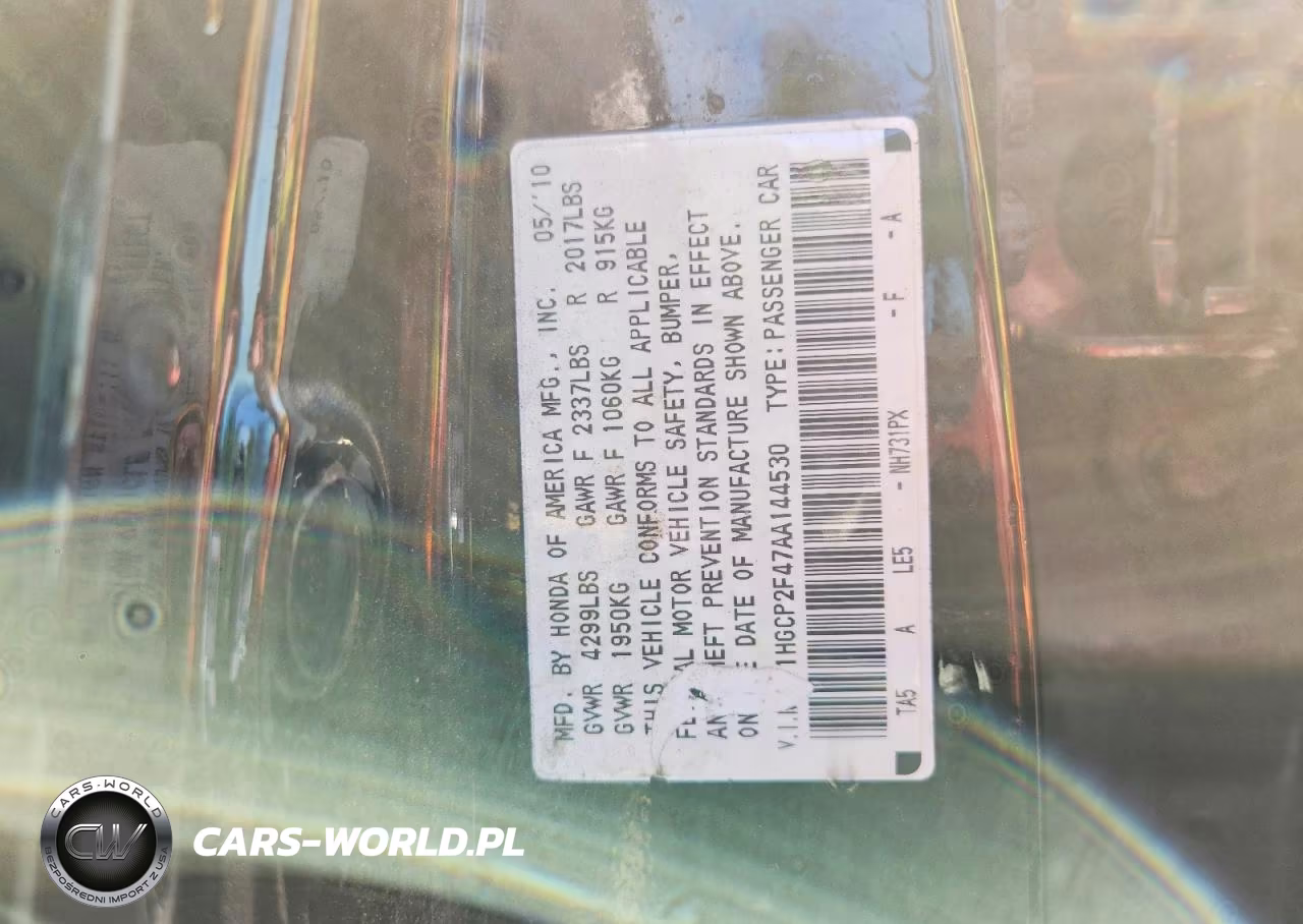 2010 Honda Accord Lxp VIN:1HGCP2F47AA144530 - 12