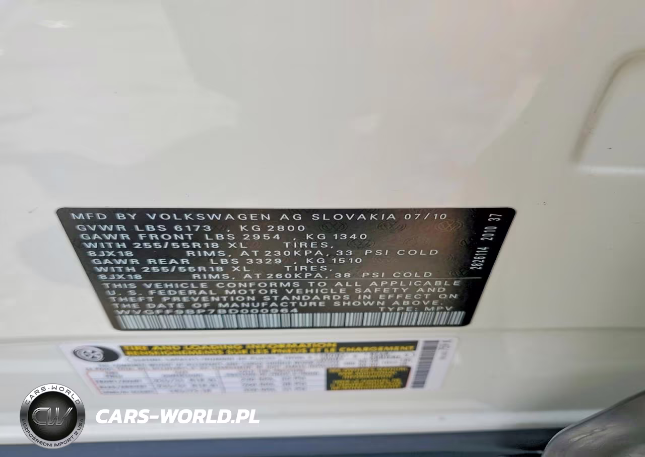 2011 Volkswagen Touareg V6 VIN:WVGFF9BP7BD000964 - 13