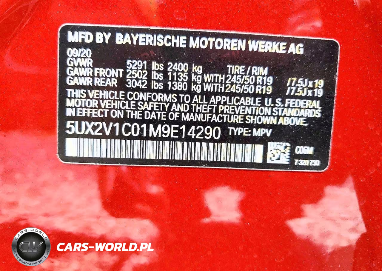 2021 BMW X4 xDrive30I VIN:5UX2V1C01M9E14290 - 12