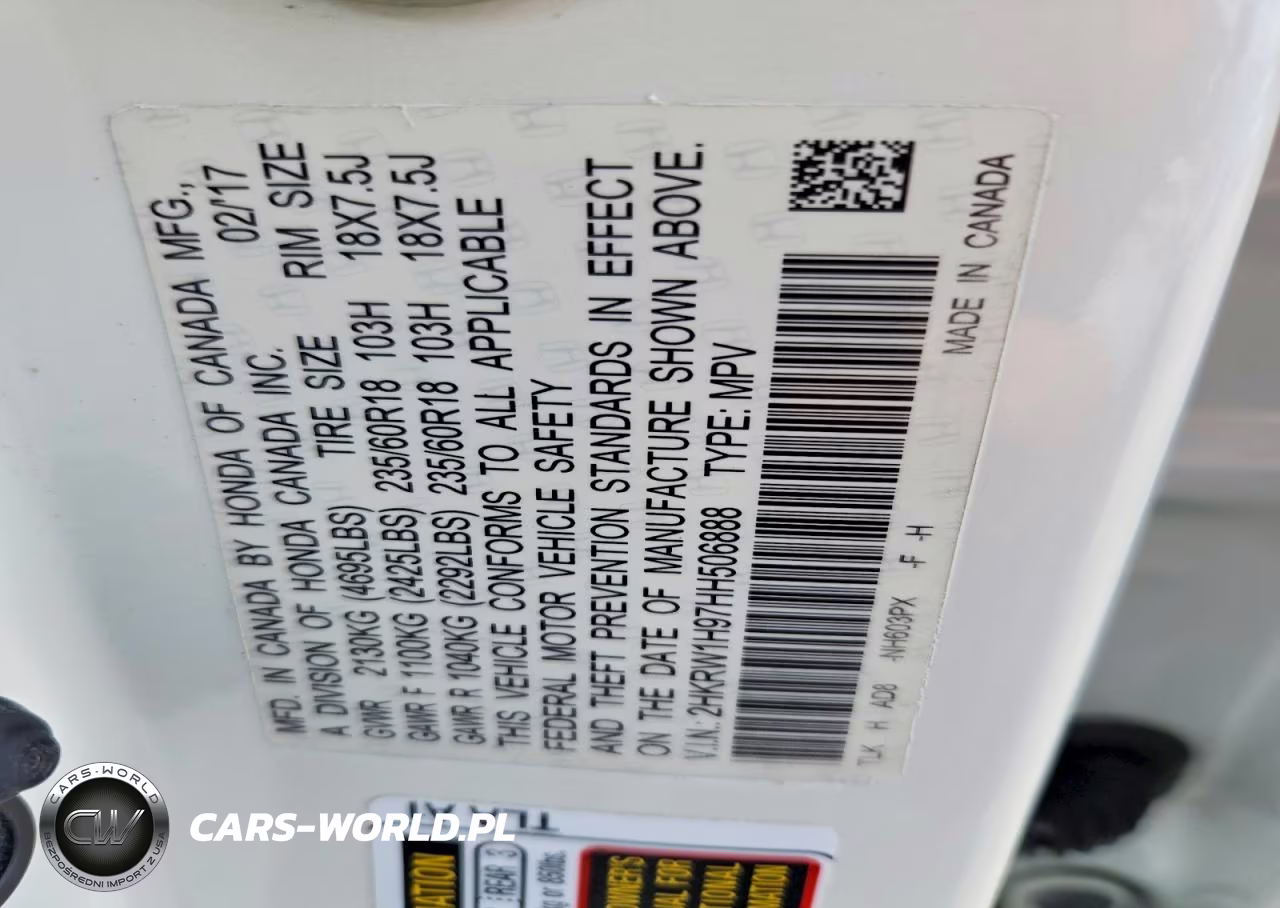 2017 Honda Cr-V Touring VIN:2HKRW1H97HH506888 - 12
