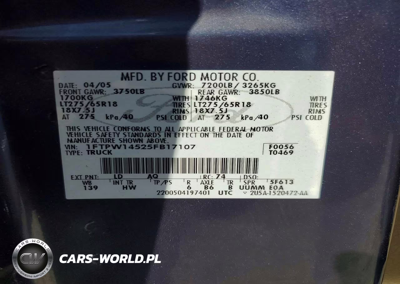 2005 Ford F150 Supercrew VIN:1FTPW14525FB17107 - 12