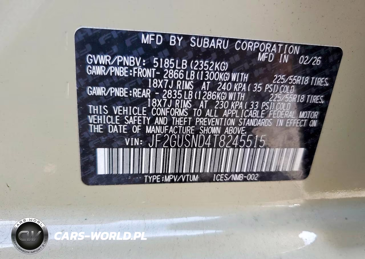 2026 Subaru Crosstrek Limited VIN:JF2GUSND4T8245515 - 14