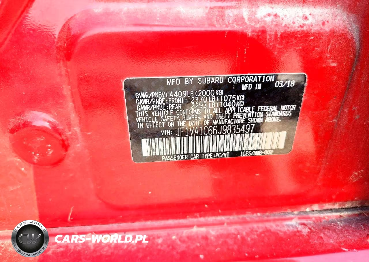 2018 Subaru Wrx Premium VIN:JF1VA1C66J9835497 - 12