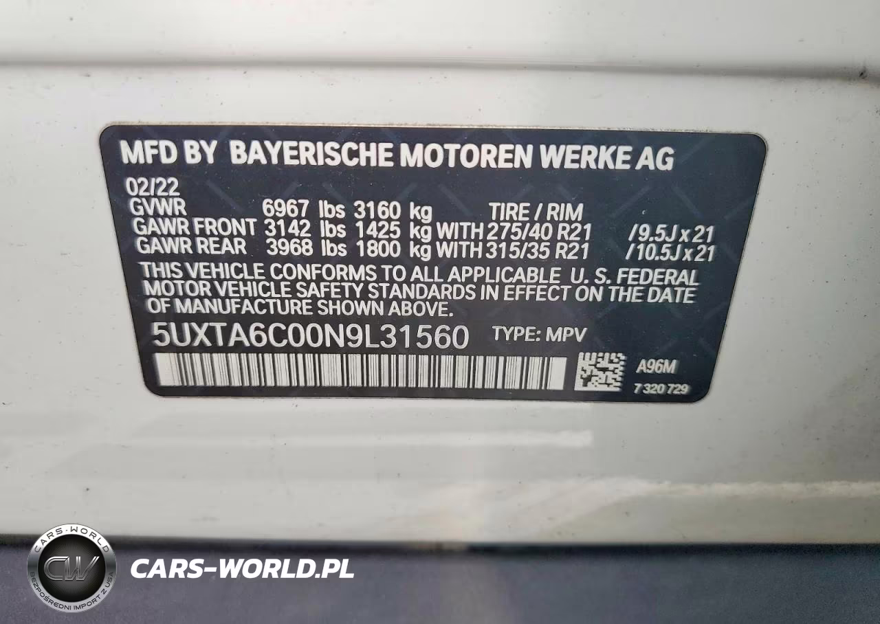 2022 BMW X5 xDrive45E VIN:5UXTA6C00N9L31560 - 13