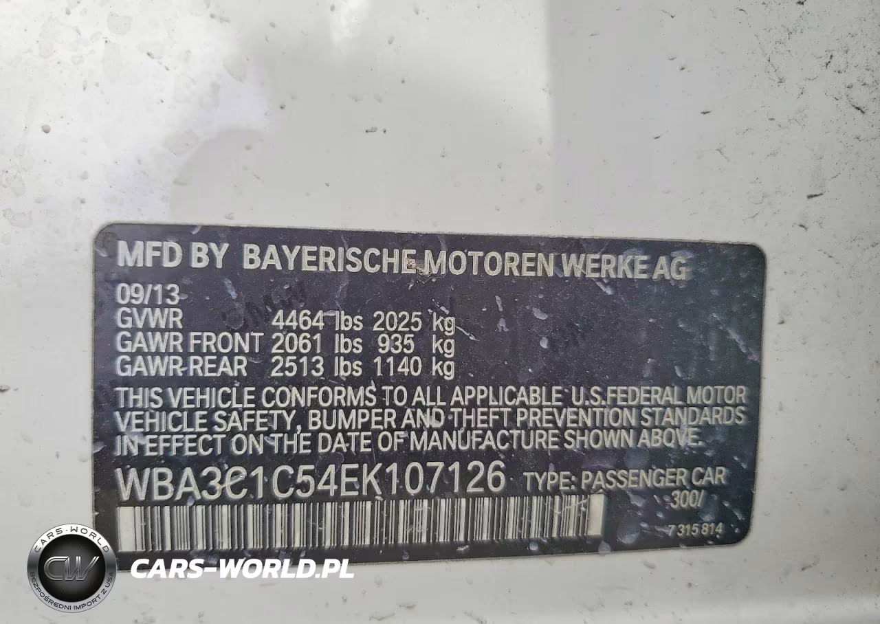 2014 BMW 328 I Sulev VIN:WBA3C1C54EK107126 - 12