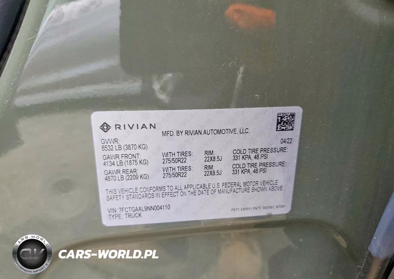 2022 Rivian R1T Launch Edition VIN:7FCTGAAL9NN004110 - 12