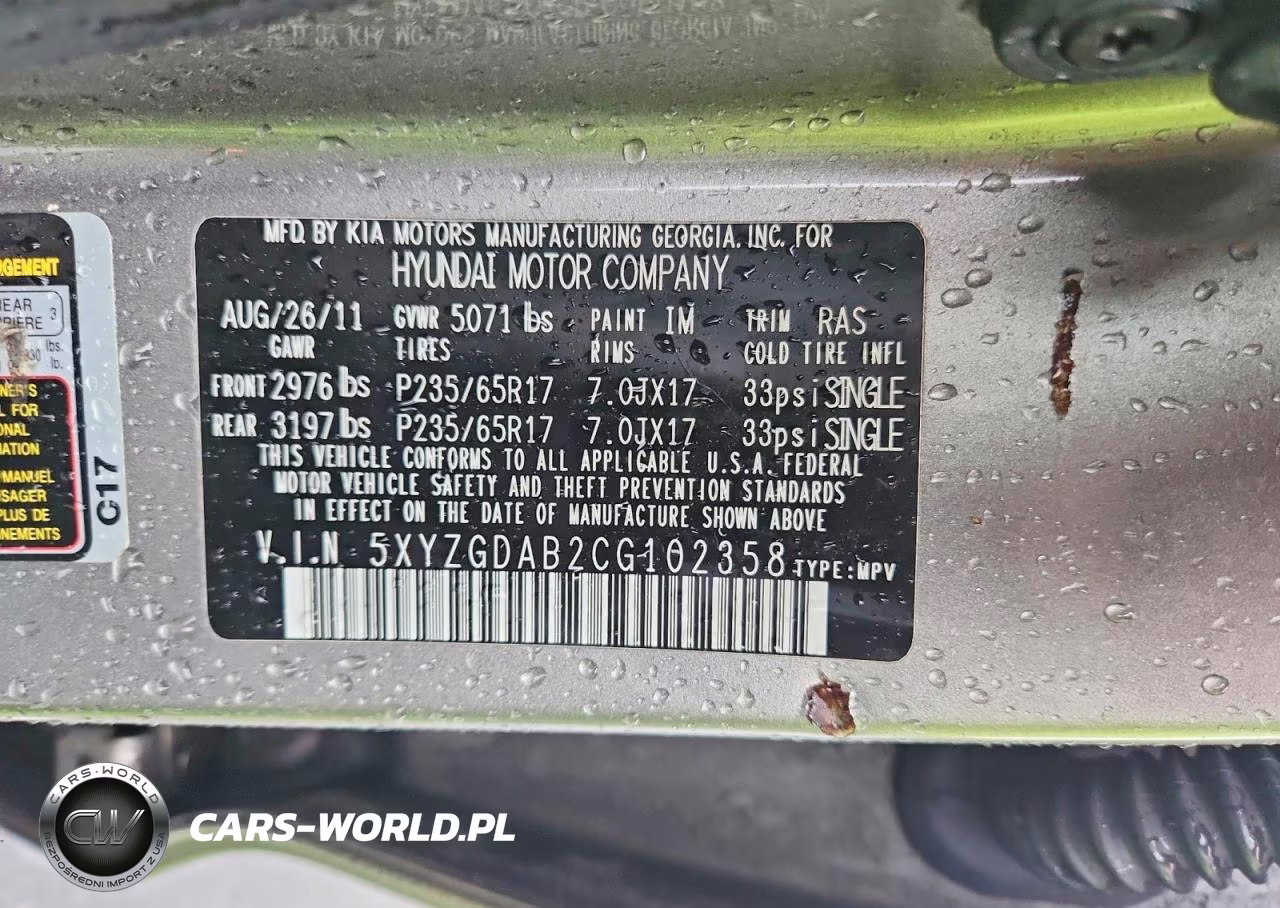 2012 Hyundai Santa Fe Gls VIN:5XYZGDAB2CG102358 - 13
