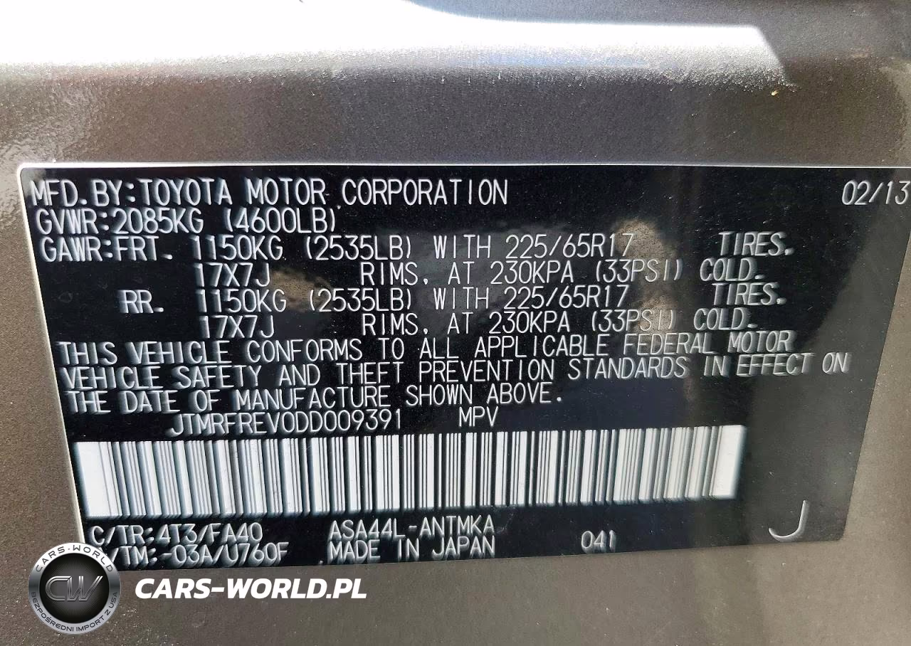 2013 Toyota Rav4 Xle VIN:JTMRFREV0DD009391 - 13