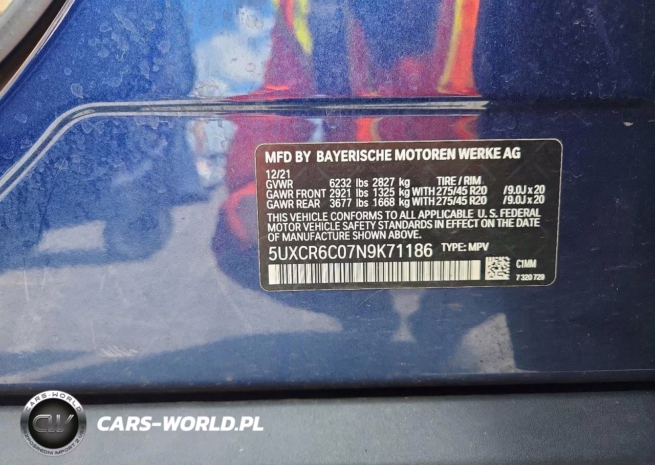 2022 BMW X5 xDrive40I VIN:5UXCR6C07N9K71186 - 13