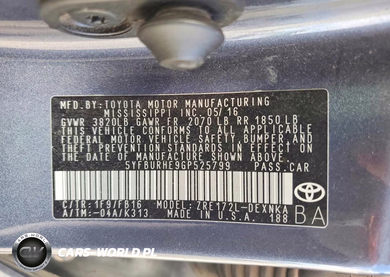 2016 Toyota Corolla Le VIN:5YFBURHE9GP525799 - 12