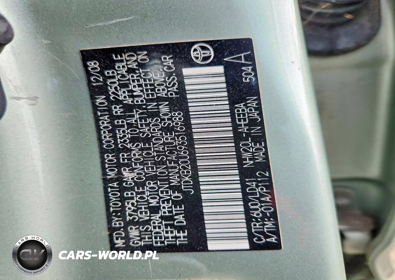 2009 Toyota Prius Base VIN:JTDKB20U693516988 - 12