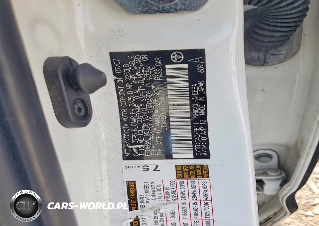 2007 Toyota Prius Base VIN:JTDKB20U877686713 - 12