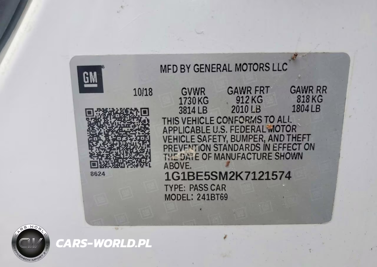2019 Chevrolet Cruze Lt VIN:1G1BE5SM2K7121574 - 12